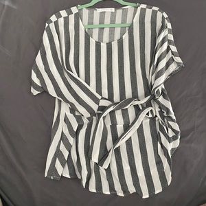 Striped flowy top with side/front tie